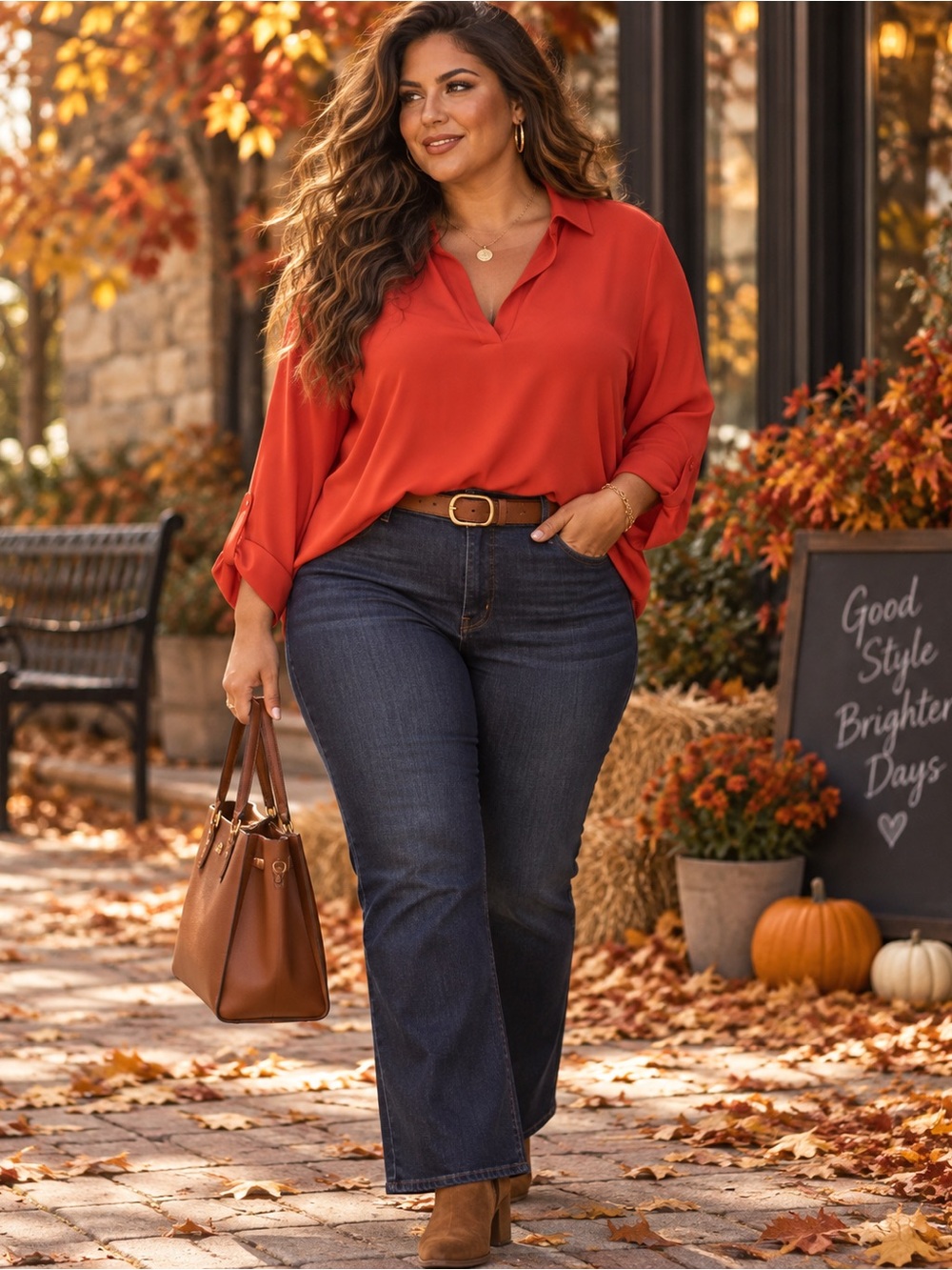 Jones New York Signature Red Blouse | Plus Size 3X | Coastal Chic Casual Top